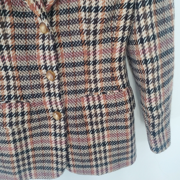 Vintage 100% wool Paola Riboni Brown Houndstooth blazer - Picture 14 of 14